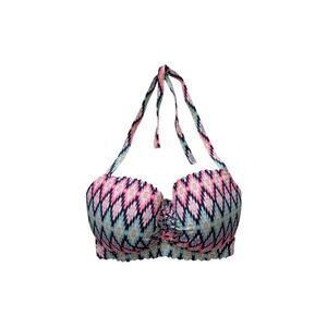 Victorias Secret Bikini Top Womens 34DDD Pink-Black Ruffle Coquette Barbiecore